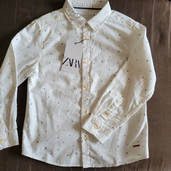 NWT ZARA BOYS PRINTED TWILL SHIRT SIZE 7 - Picture 2 of 6